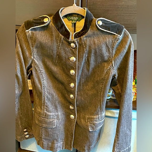 Ralph Lauren Denim Miltary Jacket with Velvet. - Picture 1 of 3